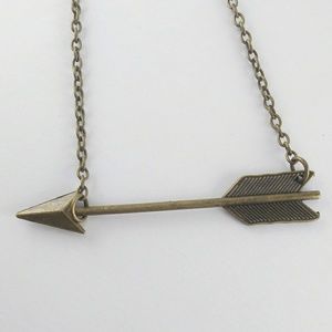 Big Antique Bronze Arrow Bar Necklace